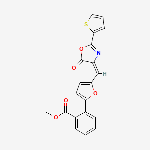 methyl 2-[5-[(E)-(5-oxo-2-thiophen-2-yl-1,3-oxazol-4-ylidene)methyl]furan-2-yl]benzoate