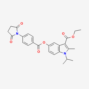 molecular formula C26H26N2O6 B3626688 ethyl 5-{[4-(2,5-dioxo-1-pyrrolidinyl)benzoyl]oxy}-1-isopropyl-2-methyl-1H-indole-3-carboxylate 