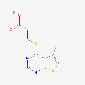 molecular formula C11H12N2O2S2 B362682 3-({5,6-Dimethylthieno[2,3-d]pyrimidin-4-yl}sulfanyl)propanoic acid CAS No. 302952-45-0