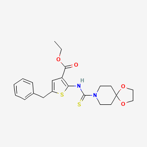 molecular formula C22H26N2O4S2 B3626844 ethyl 5-benzyl-2-[(1,4-dioxa-8-azaspiro[4.5]dec-8-ylcarbonothioyl)amino]-3-thiophenecarboxylate 