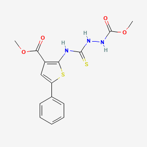 molecular formula C15H15N3O4S2 B3626850 methyl 2-({[3-(methoxycarbonyl)-5-phenyl-2-thienyl]amino}carbonothioyl)hydrazinecarboxylate 