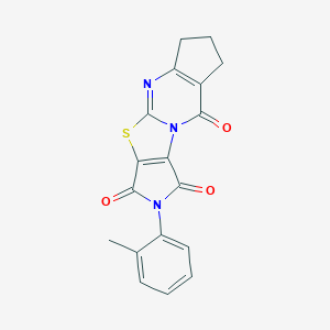 molecular formula C18H13N3O3S B362691 2-(2-methylphenyl)-7,8-dihydro-1H-cyclopenta[d]pyrrolo[3',4':4,5][1,3]thiazolo[3,2-a]pyrimidine-1,3,9(2H,6H)-trione CAS No. 371117-04-3