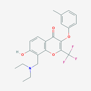 molecular formula C22H22F3NO4 B362704 8-[(diethylamino)methyl]-7-hydroxy-3-(3-methylphenoxy)-2-(trifluoromethyl)-4H-chromen-4-one CAS No. 459152-62-6