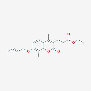 molecular formula C21H26O5 B3627121 ethyl 3-{4,8-dimethyl-7-[(3-methyl-2-butenyl)oxy]-2-oxo-2H-chromen-3-yl}propanoate 