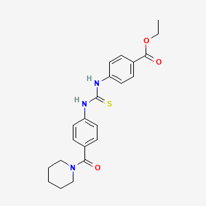 molecular formula C22H25N3O3S B3627141 ETHYL 4-({[4-(PIPERIDINOCARBONYL)ANILINO]CARBOTHIOYL}AMINO)BENZOATE 