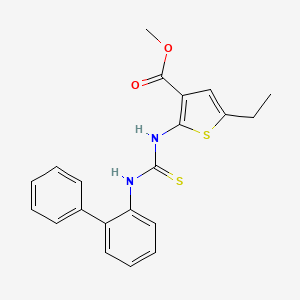 molecular formula C21H20N2O2S2 B3627230 methyl 2-{[(2-biphenylylamino)carbonothioyl]amino}-5-ethyl-3-thiophenecarboxylate 