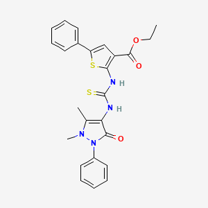 molecular formula C25H24N4O3S2 B3627453 ethyl 2-({[(1,5-dimethyl-3-oxo-2-phenyl-2,3-dihydro-1H-pyrazol-4-yl)amino]carbonothioyl}amino)-5-phenyl-3-thiophenecarboxylate 