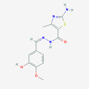 molecular formula C13H14N4O3S B362746 2-amino-N-[(Z)-(3-hydroxy-4-methoxyphenyl)methylideneamino]-4-methyl-1,3-thiazole-5-carboxamide CAS No. 464200-69-9
