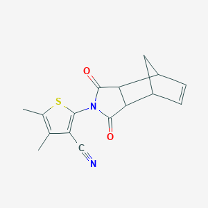 molecular formula C16H14N2O2S B362753 2-(1,3-dioxo-3a,4,7,7a-tetrahydro-1H-4,7-methanoisoindol-2(3H)-yl)-4,5-dimethylthiophene-3-carbonitrile CAS No. 386702-13-2