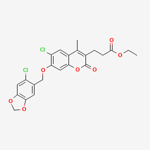 molecular formula C23H20Cl2O7 B3627530 ethyl 3-{6-chloro-7-[(6-chloro-1,3-benzodioxol-5-yl)methoxy]-4-methyl-2-oxo-2H-chromen-3-yl}propanoate 