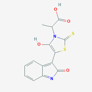 (Z)-2-(4-oxo-5-(2-oxoindolin-3-ylidene)-2-thioxothiazolidin-3-yl)propanoic acid