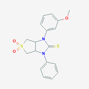 molecular formula C18H18N2O3S2 B362762 1-(3-methoxyphenyl)-3-phenyltetrahydro-1H-thieno[3,4-d]imidazole-2(3H)-thione 5,5-dioxide CAS No. 462069-20-1