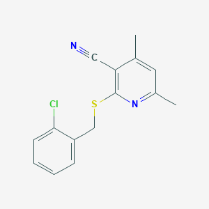 molecular formula C15H13ClN2S B362789 2-[(2-Chlorobenzyl)sulfanyl]-4,6-dimethylnicotinonitrile CAS No. 311333-14-9