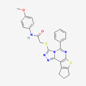 N-(4-methoxyphenyl)-2-[(5-phenyl-9,10-dihydro-8H-cyclopenta[4,5]thieno[3,2-e][1,2,4]triazolo[4,3-c]pyrimidin-3-yl)thio]acetamide