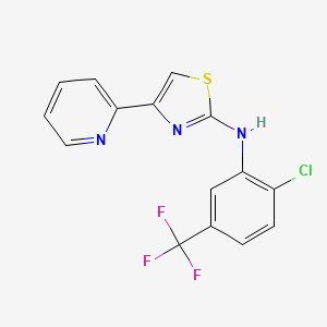 molecular formula C15H9ClF3N3S B3628305 N-[2-chloro-5-(trifluoromethyl)phenyl]-4-pyridin-2-yl-1,3-thiazol-2-amine 