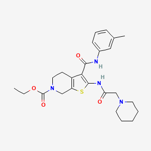 ethyl 3-[(3-methylphenyl)carbamoyl]-2-[(2-piperidin-1-ylacetyl)amino]-5,7-dihydro-4H-thieno[2,3-c]pyridine-6-carboxylate