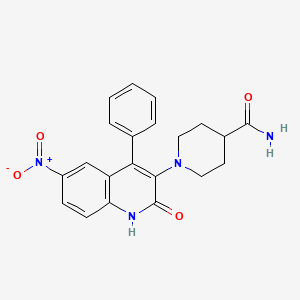 molecular formula C21H20N4O4 B3628470 1-(6-Nitro-2-oxo-4-phenyl-1,2-dihydroquinolin-3-yl)piperidine-4-carboxamide 