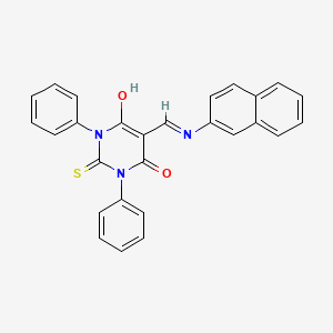 6-Hydroxy-5-(naphthalen-2-yliminomethyl)-1,3-diphenyl-2-sulfanylidenepyrimidin-4-one