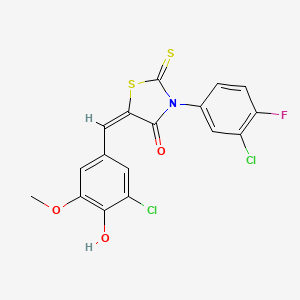 (5E)-3-(3-chloro-4-fluorophenyl)-5-(3-chloro-4-hydroxy-5-methoxybenzylidene)-2-thioxo-1,3-thiazolidin-4-one