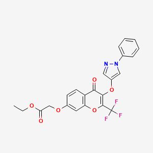 ethyl {[4-oxo-3-[(1-phenyl-1H-pyrazol-4-yl)oxy]-2-(trifluoromethyl)-4H-chromen-7-yl]oxy}acetate