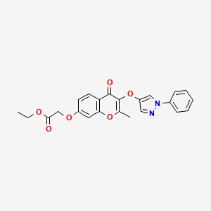 Ethyl 2-[2-methyl-4-oxo-3-(1-phenylpyrazol-4-yl)oxychromen-7-yl]oxyacetate