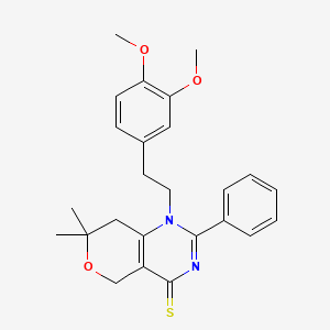 1-[2-(3,4-DIMETHOXYPHENYL)ETHYL]-7,7-DIMETHYL-2-PHENYL-1H,4H,5H,7H,8H-PYRANO[4,3-D]PYRIMIDINE-4-THIONE