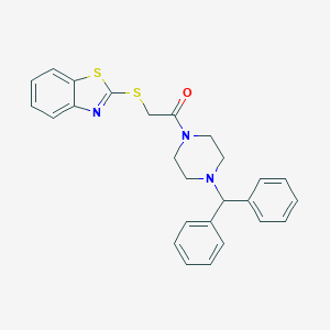 molecular formula C26H25N3OS2 B362868 2-(4-Benzhydryl-1-piperazinyl)-2-oxoethyl 1,3-benzothiazol-2-yl sulfide CAS No. 517869-23-7