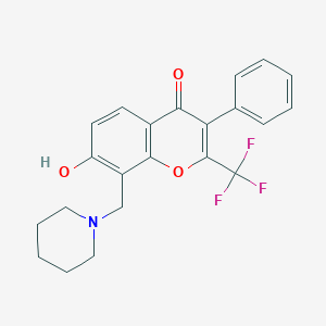 molecular formula C22H20F3NO3 B362900 7-hydroxy-3-phenyl-8-(1-piperidinylmethyl)-2-(trifluoromethyl)-4H-chromen-4-one CAS No. 307507-26-2
