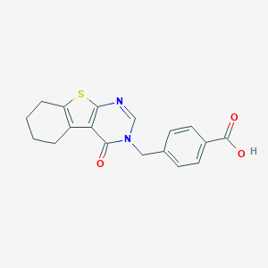 molecular formula C18H16N2O3S B362925 4-[(4-Oxo-5,6,7,8-tetrahydro-[1]benzothiolo[2,3-d]pyrimidin-3-yl)methyl]benzoic acid CAS No. 446831-17-0