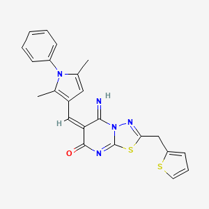 (6E)-6-[(2,5-dimethyl-1-phenylpyrrol-3-yl)methylidene]-5-imino-2-(thiophen-2-ylmethyl)-[1,3,4]thiadiazolo[3,2-a]pyrimidin-7-one