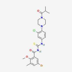 5-bromo-N-({[3-chloro-4-(4-isobutyryl-1-piperazinyl)phenyl]amino}carbonothioyl)-2-methoxy-3-methylbenzamide