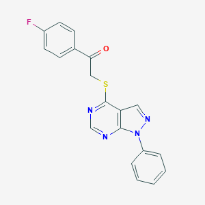 molecular formula C19H13FN4OS B362950 1-(4-fluorophenyl)-2-[(1-phenyl-1H-pyrazolo[3,4-d]pyrimidin-4-yl)sulfanyl]ethanone CAS No. 483984-45-8