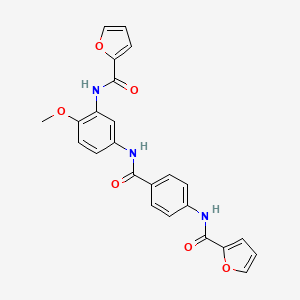 molecular formula C24H19N3O6 B3629787 N-(5-{[4-(2-furoylamino)benzoyl]amino}-2-methoxyphenyl)-2-furamide 