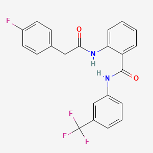 molecular formula C22H16F4N2O2 B3629823 2-{[(4-fluorophenyl)acetyl]amino}-N-[3-(trifluoromethyl)phenyl]benzamide 