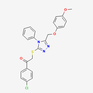 1-(4-chlorophenyl)-2-({5-[(4-methoxyphenoxy)methyl]-4-phenyl-4H-1,2,4-triazol-3-yl}thio)ethanone