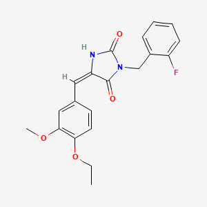 molecular formula C20H19FN2O4 B3629914 (5E)-5-[(4-ethoxy-3-methoxyphenyl)methylidene]-3-[(2-fluorophenyl)methyl]imidazolidine-2,4-dione 