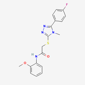 molecular formula C18H17FN4O2S B3629926 2-[[5-(4-fluorophenyl)-4-methyl-1,2,4-triazol-3-yl]sulfanyl]-N-(2-methoxyphenyl)acetamide 