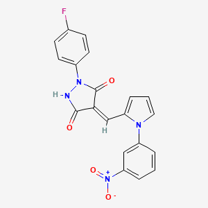 molecular formula C20H13FN4O4 B3629943 (4Z)-1-(4-fluorophenyl)-4-[[1-(3-nitrophenyl)pyrrol-2-yl]methylidene]pyrazolidine-3,5-dione 