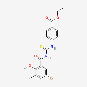 molecular formula C19H19BrN2O4S B3630040 ethyl 4-({[(5-bromo-2-methoxy-3-methylbenzoyl)amino]carbonothioyl}amino)benzoate 