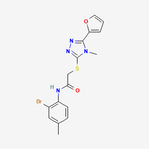 molecular formula C16H15BrN4O2S B3630047 N-(2-bromo-4-methylphenyl)-2-{[5-(furan-2-yl)-4-methyl-4H-1,2,4-triazol-3-yl]sulfanyl}acetamide 