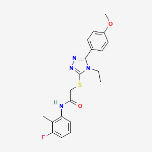 molecular formula C20H21FN4O2S B3630101 2-{[4-ethyl-5-(4-methoxyphenyl)-4H-1,2,4-triazol-3-yl]sulfanyl}-N-(3-fluoro-2-methylphenyl)acetamide 