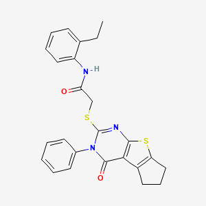 N-(2-ethylphenyl)-2-[(4-oxo-3-phenyl-3,5,6,7-tetrahydro-4H-cyclopenta[4,5]thieno[2,3-d]pyrimidin-2-yl)thio]acetamide