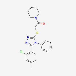 molecular formula C22H23ClN4OS B3630272 1-({[5-(2-chloro-4-methylphenyl)-4-phenyl-4H-1,2,4-triazol-3-yl]thio}acetyl)piperidine 