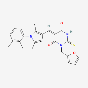 (5Z)-5-[[1-(2,3-dimethylphenyl)-2,5-dimethylpyrrol-3-yl]methylidene]-1-(furan-2-ylmethyl)-2-sulfanylidene-1,3-diazinane-4,6-dione