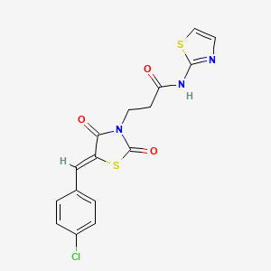 molecular formula C16H12ClN3O3S2 B3630406 3-[(5Z)-5-(4-chlorobenzylidene)-2,4-dioxo-1,3-thiazolidin-3-yl]-N-(1,3-thiazol-2-yl)propanamide 