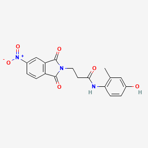 molecular formula C18H15N3O6 B3630414 N-(4-hydroxy-2-methylphenyl)-3-(5-nitro-1,3-dioxo-1,3-dihydro-2H-isoindol-2-yl)propanamide 