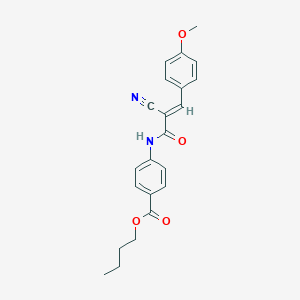 molecular formula C22H22N2O4 B363049 (E)-butyl 4-(2-cyano-3-(4-methoxyphenyl)acrylamido)benzoate CAS No. 464195-86-6