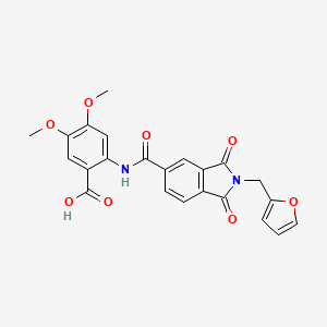 molecular formula C23H18N2O8 B3630514 2-({[2-(2-furylmethyl)-1,3-dioxo-2,3-dihydro-1H-isoindol-5-yl]carbonyl}amino)-4,5-dimethoxybenzoic acid 