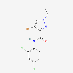 molecular formula C12H10BrCl2N3O B3630576 4-bromo-N-(2,4-dichlorophenyl)-1-ethyl-1H-pyrazole-3-carboxamide 