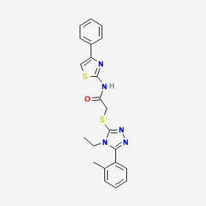 2-{[4-ethyl-5-(2-methylphenyl)-4H-1,2,4-triazol-3-yl]sulfanyl}-N-(4-phenyl-1,3-thiazol-2-yl)acetamide